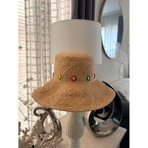 VTG Liz Claiborne Embellished Sequin Straw Hat